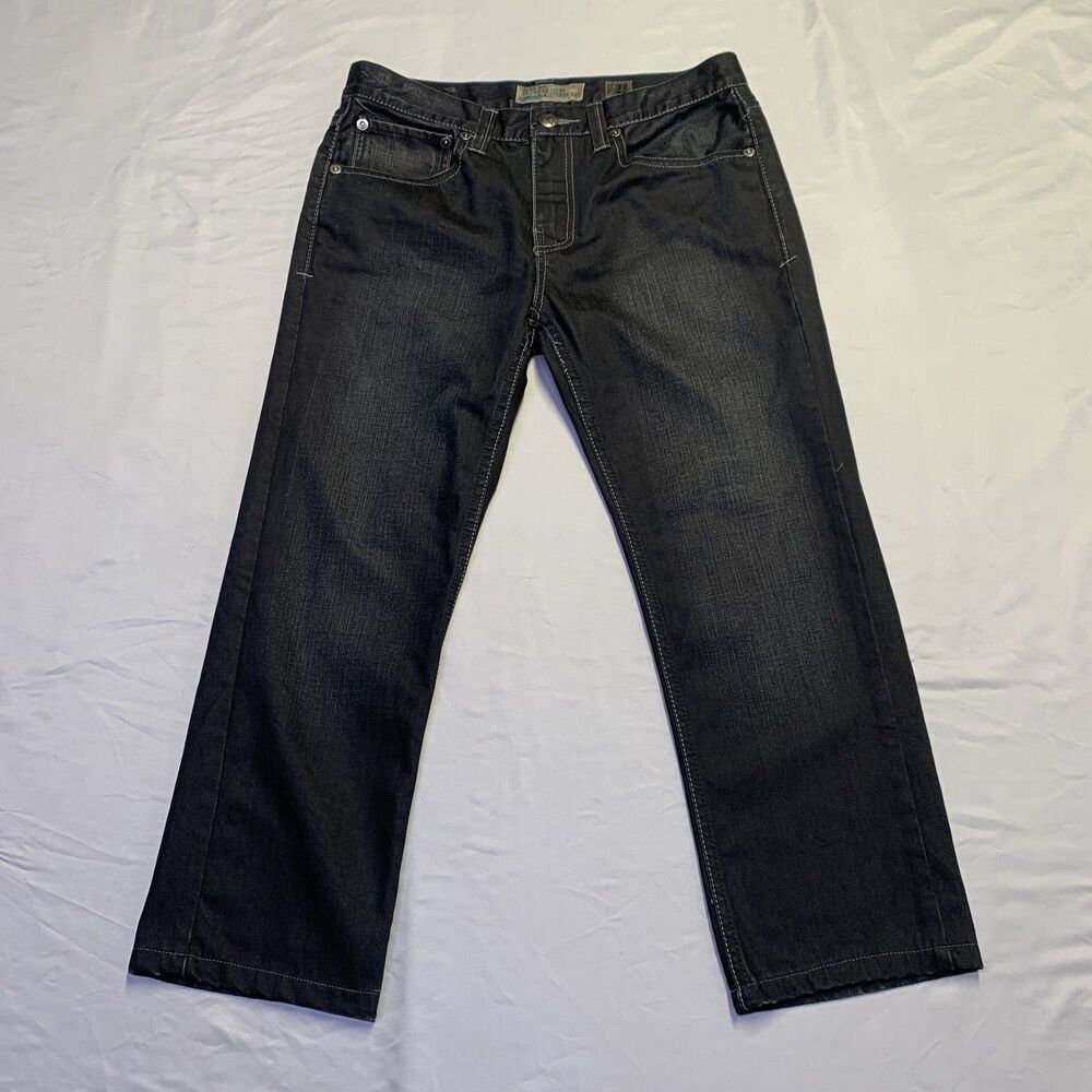 RSQ Mens New York Slim Straight Dark Blue Faded Jeans 32x30 Y2k Grunge